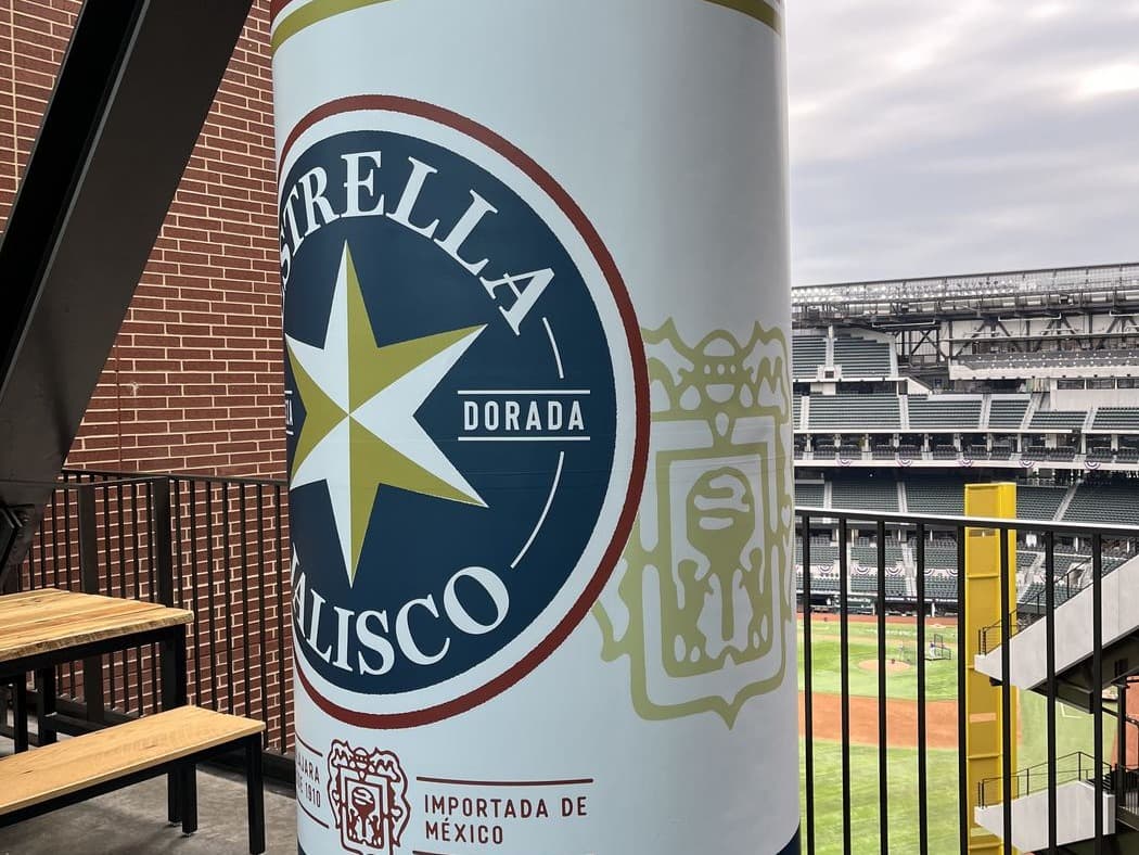 Eight-foot Estrella Jalisco can wrap at the Rangers ballpark